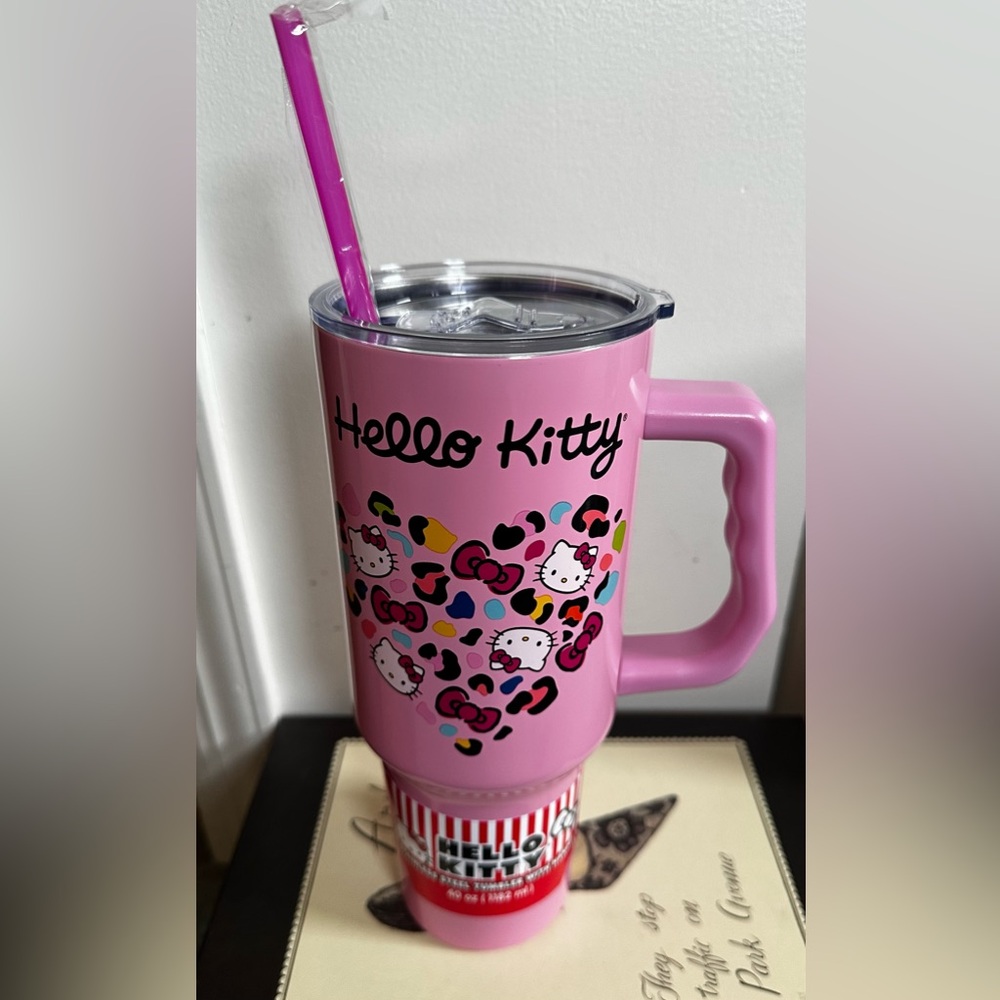 Hello Kitty Rainbow Leopard Print Heart  Stainless Steel 40 oz Tumbler
